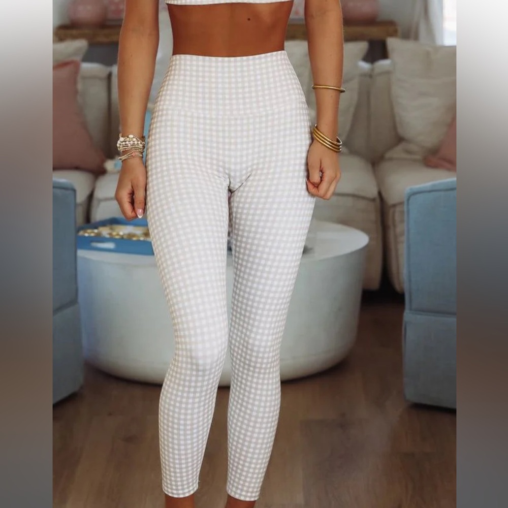 gingham print checkered leggings